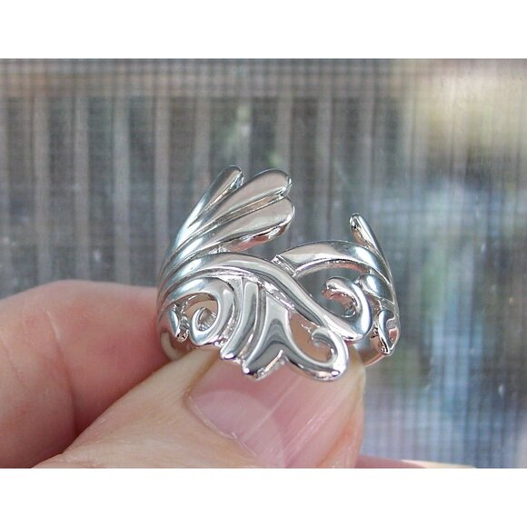 925 STERLING SILVER Waves Swirls Statement Ring - Picture 6 of 15
